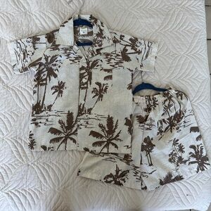 Tropical Palm Tree Shirt and Shorts Set